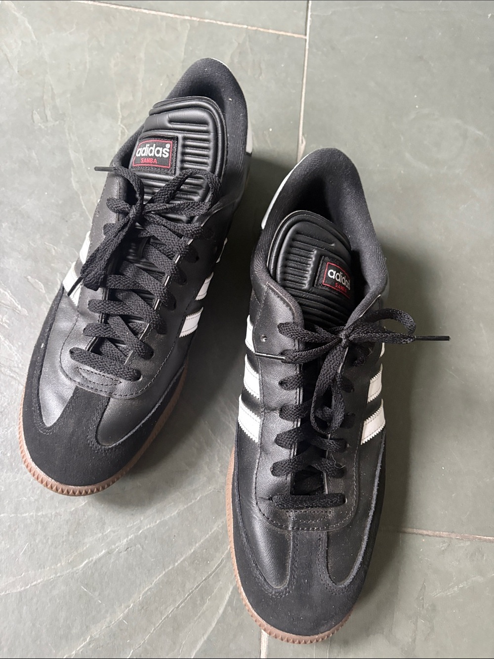 adidas Black/White Leather Samba-Inspired Sneakers